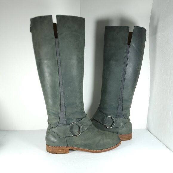 Olukai Women's Holo Lio II US11 Dark Green Leather Back Zip Tall Riding Boots - Picture 7 of 16